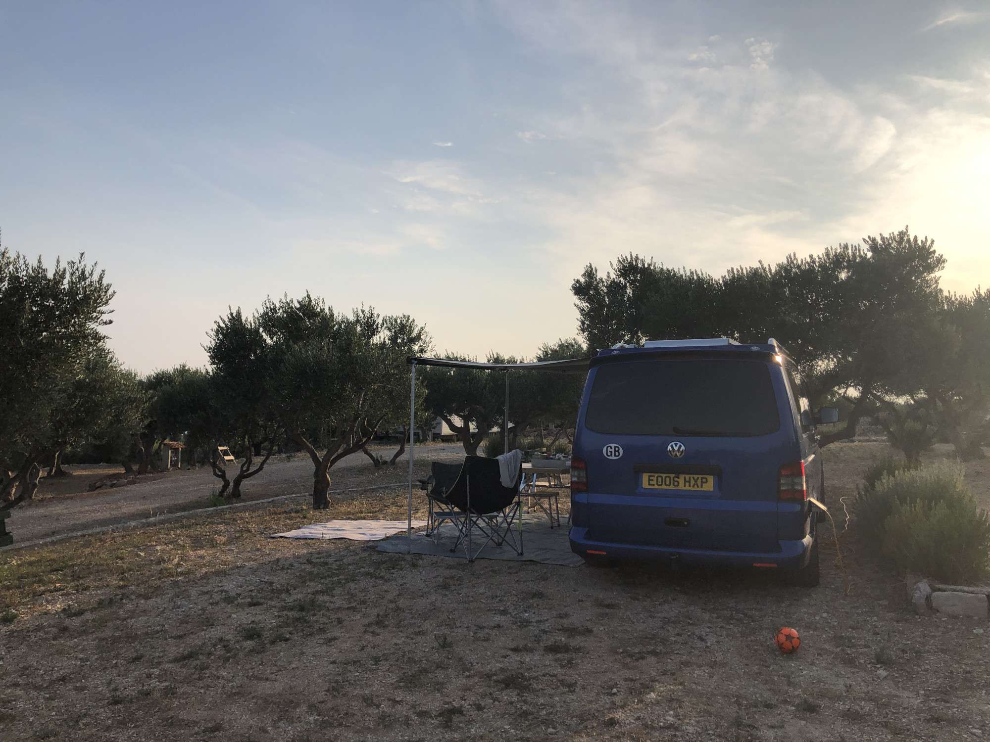 A VW T5 Campervan called Herve and Fiamma wind out awning for shelter from sun or rain for hire in Gifford, East Lothian