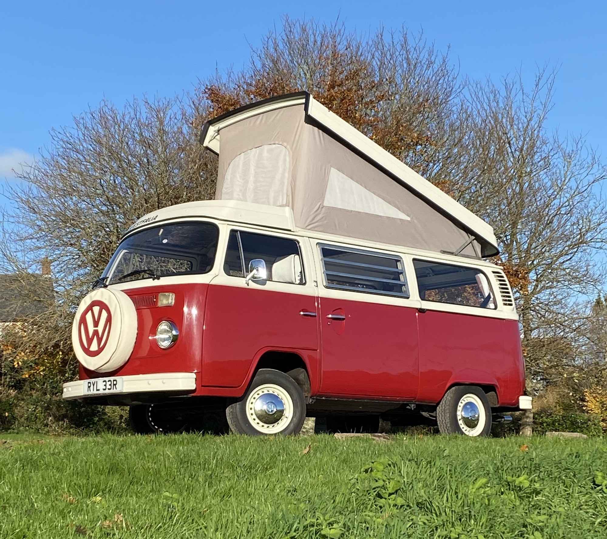 A VW T2 Classic Campervan called Ruby-Rose and for hire in Colyton, Devon
