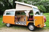 A VW T2 Classic Campervan called Tango and all set up for hire in Falmouth, Cornwall