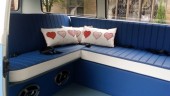 A VW T2 Classic Campervan called Bella-Bay-0821 and interior layout for hire in Ripley, Derbyshire