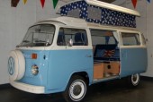 A VW T2 Classic Campervan called blue_sky and Starry Pop top with a bed for the children. for hire in Hunstanton, Norfolk