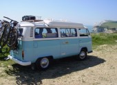 A VW T2 Classic Campervan called ErictheCamperVan and Eric on holiday on the Isle of Wight for hire in Winchester, Bedfordshire