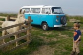 A VW T2 Classic Campervan called Ronnie and It's always nice to meet friends for hire in northam, Devon