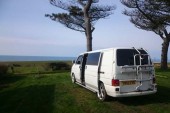 A VW T4 Campervan called BarbaraT4 and Rear View with Bike Rack for hire in Bourne End, Buckinghamshire