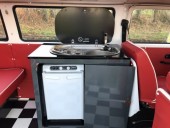 Unit with hob sink and fridge