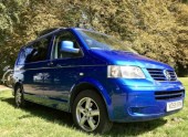 A VW T5 Campervan called tad and Tad showing off his gorgeous blue paintwork! for hire in Maidstone, Kent