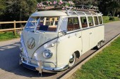 A VW T1 Splitscreen Campervan called Carmen and Carman for hire in Westbury, Wiltshire