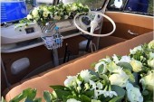 A VW T1 Splitscreen Campervan called Carmen and Front In with Wedding Deco for hire in Westbury, Wiltshire