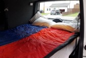 A VW T5 Campervan called Nifty1 and Sleeping area created in rear for hire in Inverness, Scotland