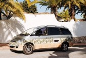A NON VW Conversion Campervan called Hawaii and Hawaii on the road for hire in Lisbon, Portugal
