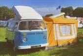 A VW T2 Classic Campervan called Bea and Awning for hire in Sale, Greater Manchester