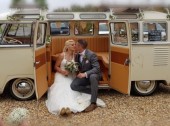 A VW T1 Splitscreen Campervan called Carmen and Dream wedding camper for hire in Westbury, Wiltshire