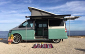 A VW T5 Campervan called Manximillion and for hire in Douglas, Isle of Man