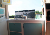 A Nissan Campervan called Molly and Cook with a view, fling open the doors for an outside and inside feeling! for hire in Ledbury, Gloucestershire