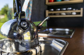 A NON VW Conversion Campervan called Lula and Make the perfect brew anywhere with the gas burners and fully equipped kitchen. for hire in Ledbury, Gloucestershire