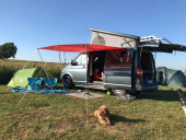 A VW T5 Campervan called Flo and Flo with the red sail - great for short breaks for hire in Alfreton, Derbyshire