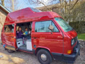 A VW T3 Campervan called Cherry and for hire in Sheffield, South Yorkshire