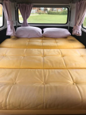 A VW T2 Brazilian Campervan called Roobarb and Rock n roll bed for hire in Malpas, Cheshire