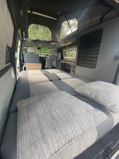 A VW T4 Campervan called Bettie and Lots of natural light as you rest for hire in London, Isle of Wight