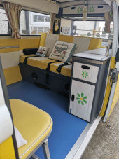 A VW T2 Classic Campervan called Haroldinho and Minus the table for hire in Preston, Canterbury, Kent