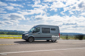 van runs on the street