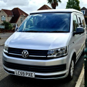 A VW T5 Campervan called silver-lady and for hire in , Dorset